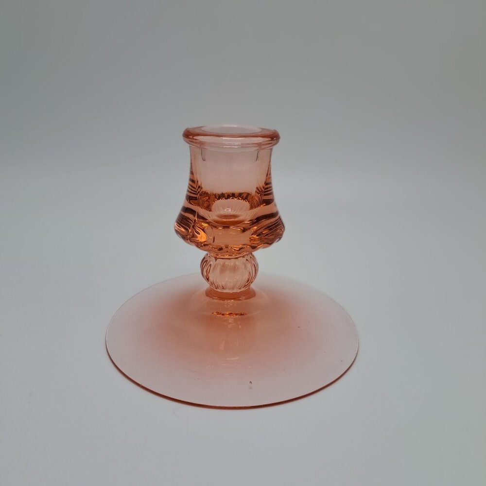 Heisey Mercury Pink Glass Candle Holder Vintage